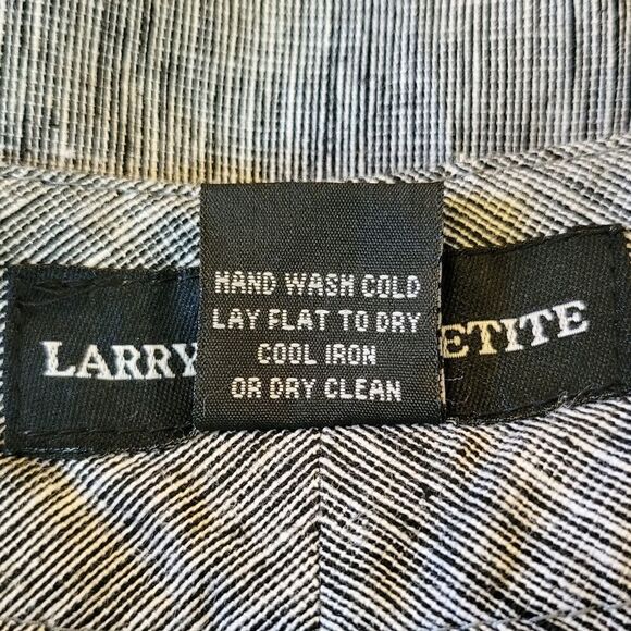 Larry Levine Petite Black & White Stripe Linen Stretch Cropped Pants Size 14P - Picture 10 of 13
